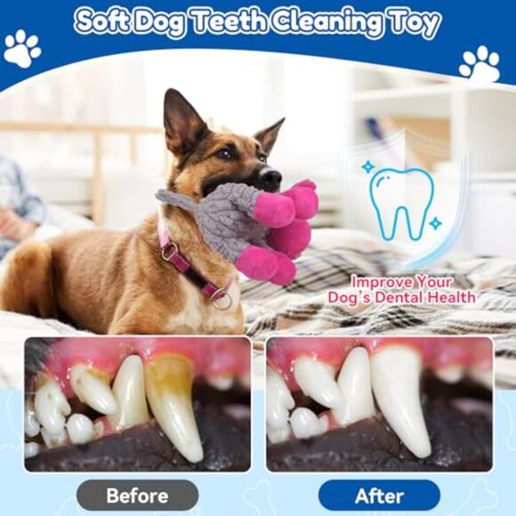 Plush Squeaky Crinkle Dog Toy Tough Chew Interactive Pet Play - Picture 6 of 7